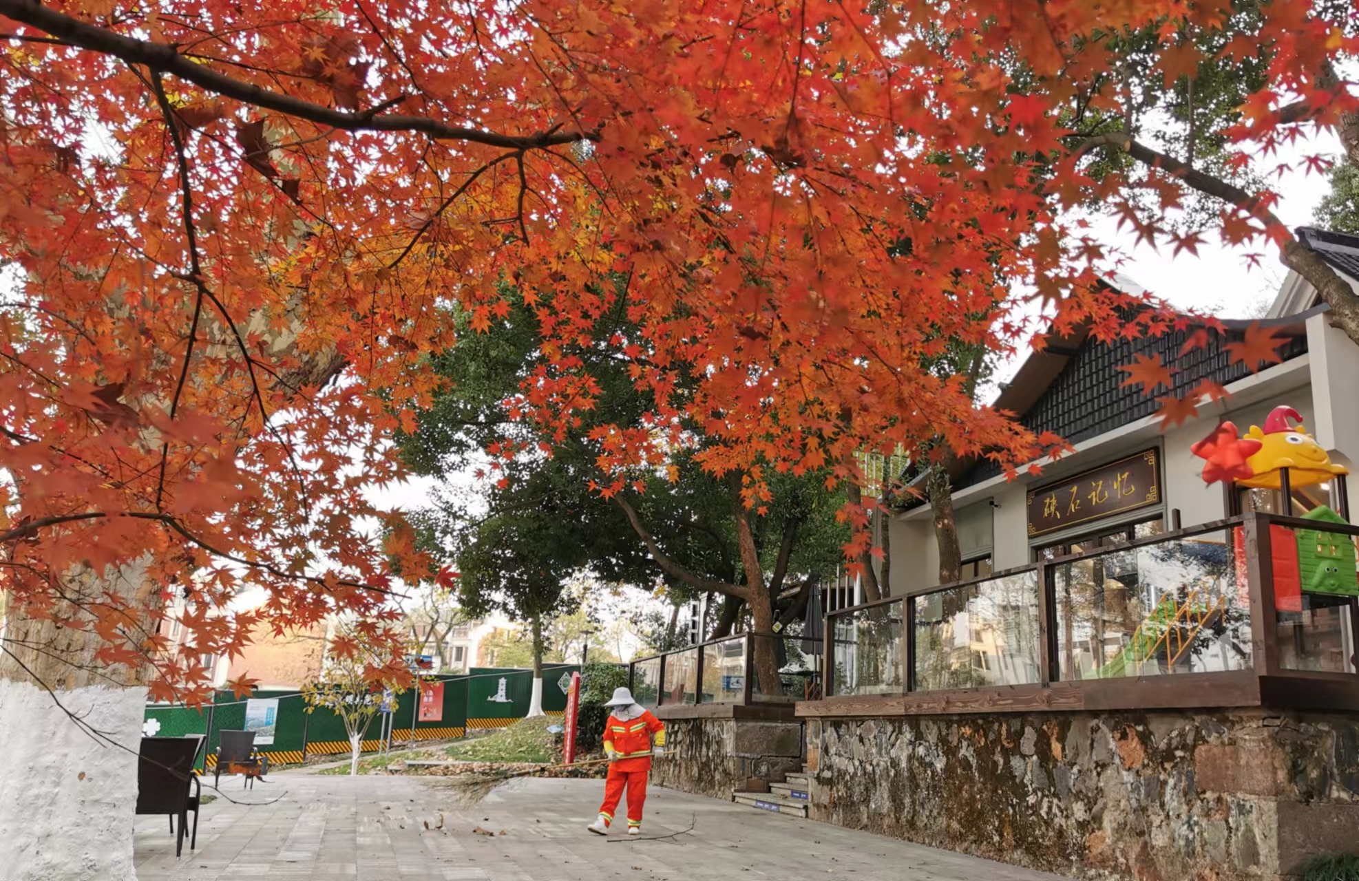 寒風(fēng)中，城市美容師保潔忙